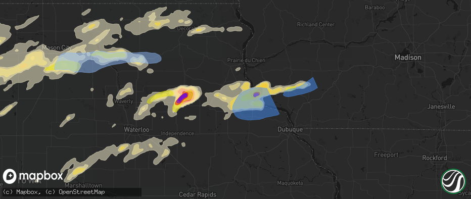Hail map in Garber, IA on July 2, 2026