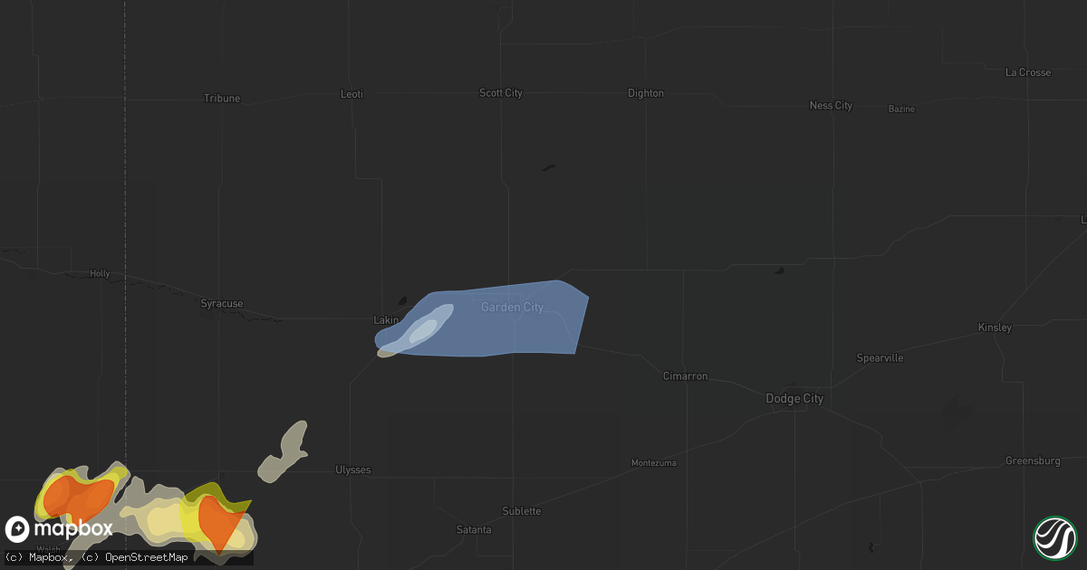 Hail map in Garden City, KS on July 2, 2026