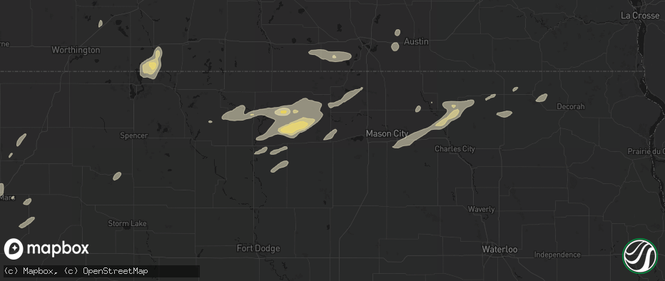 Hail map in Garner, IA on July 2, 2026