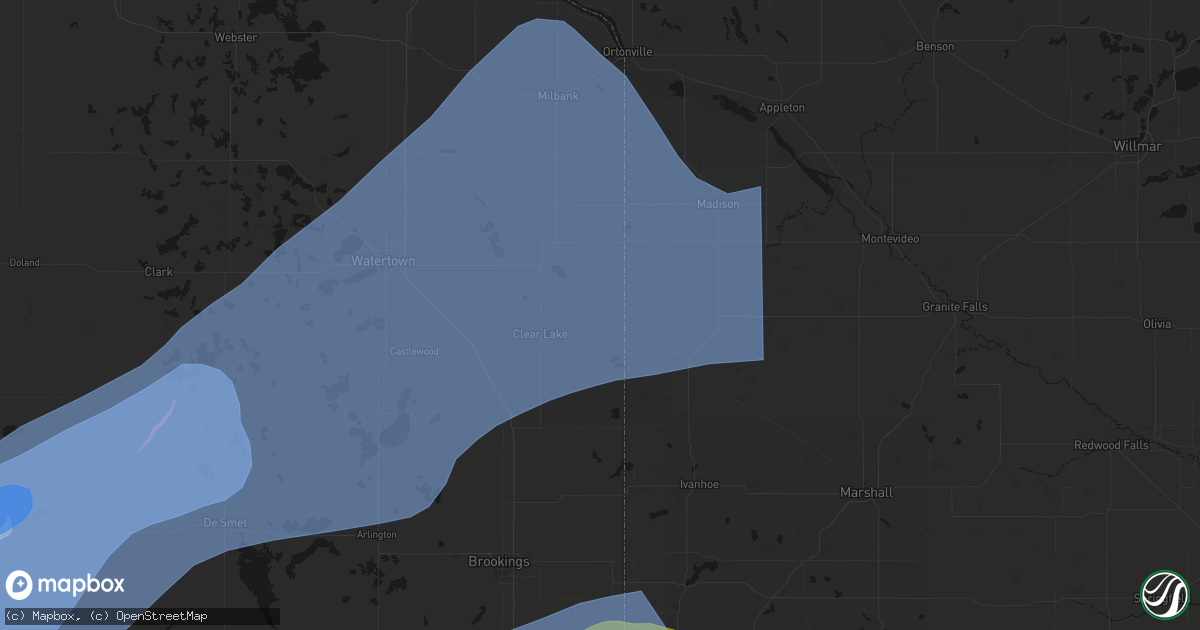 Hail map in Gary, SD on July 2, 2026