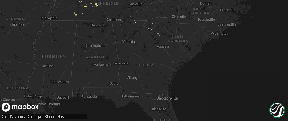 Hail map in Georgia on July 2, 2026