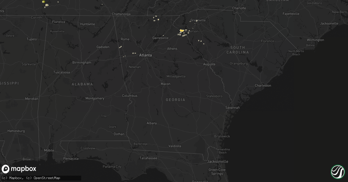 Hail map in Georgia on July 2, 2026