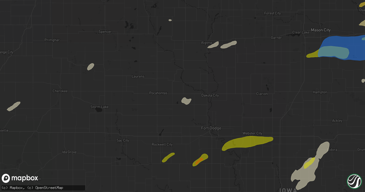 Hail map in Gilmore City, IA on July 2, 2026