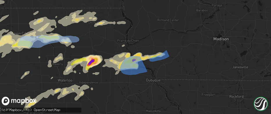 Hail map in Glen Haven, WI on July 2, 2026