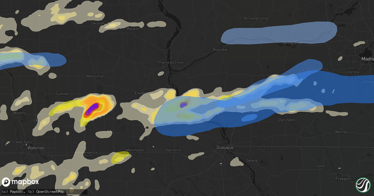 Hail map in Glen Haven, WI on July 2, 2026