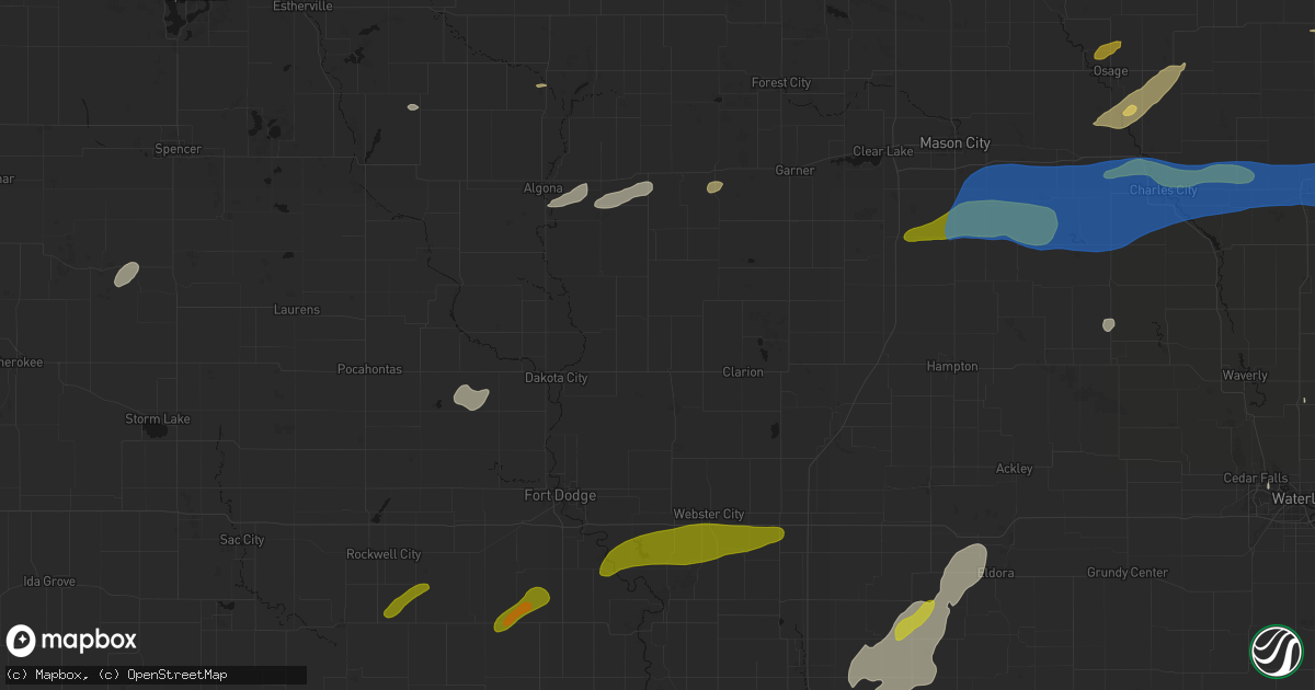 Hail map in Goldfield, IA on July 2, 2026