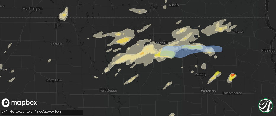 Hail map in Goodell, IA on July 2, 2026