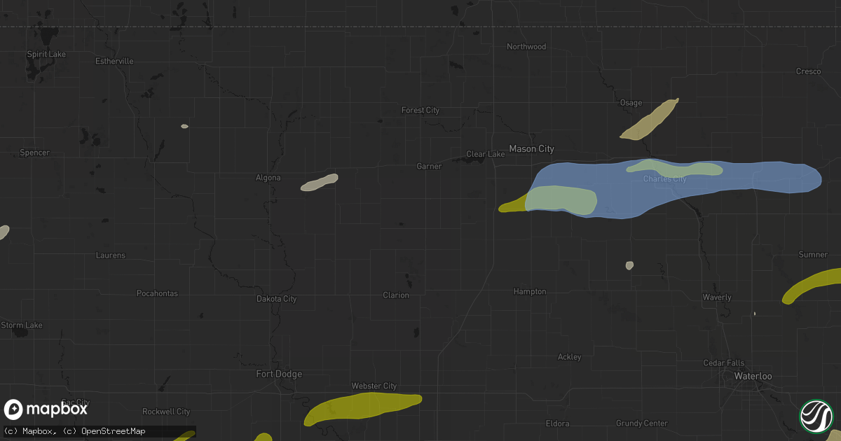 Hail map in Goodell, IA on July 2, 2026