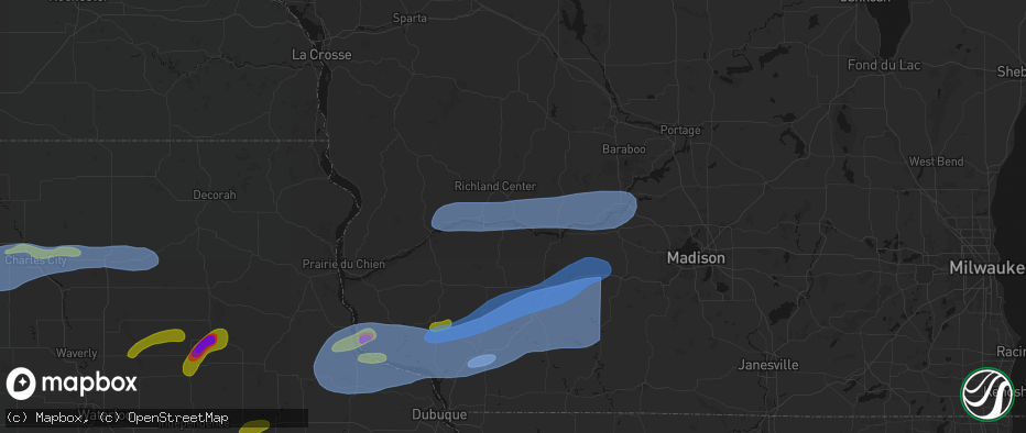 Hail map in Gotham, WI on July 2, 2026