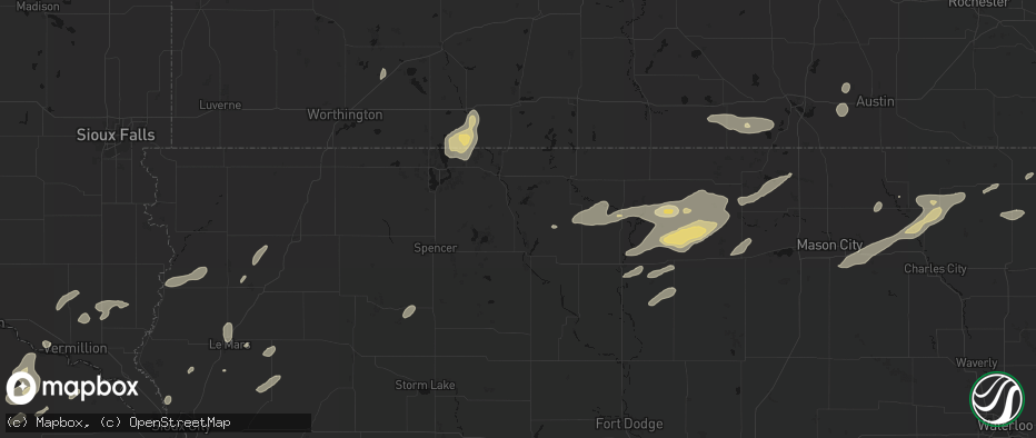 Hail map in Graettinger, IA on July 2, 2026