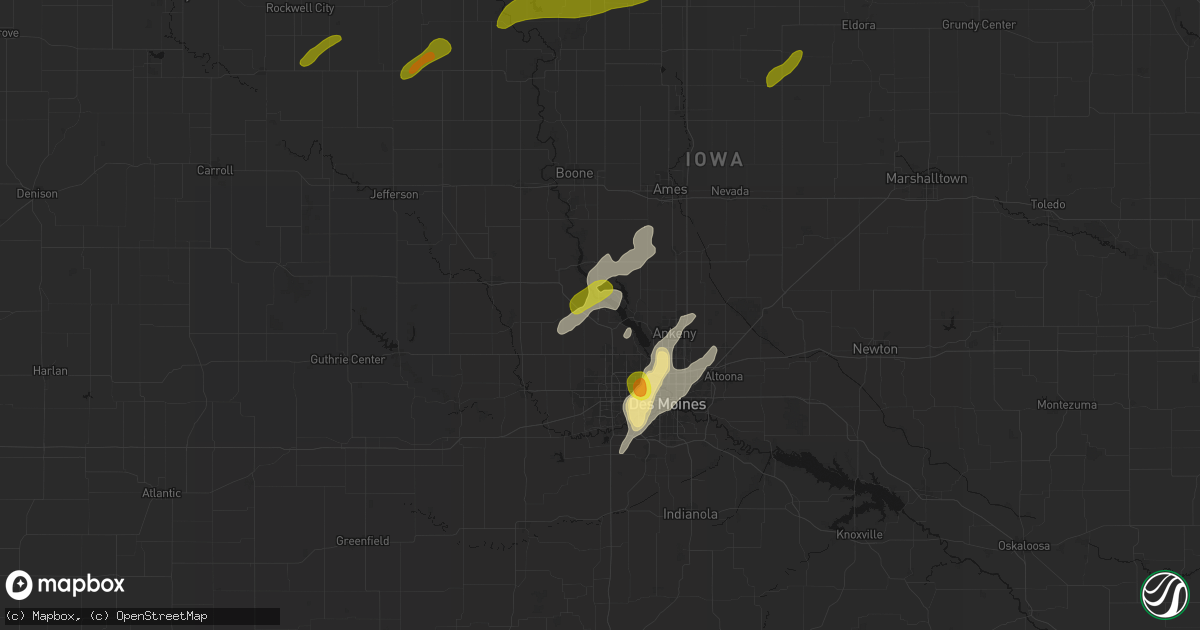 Hail map in Granger, IA on July 2, 2026