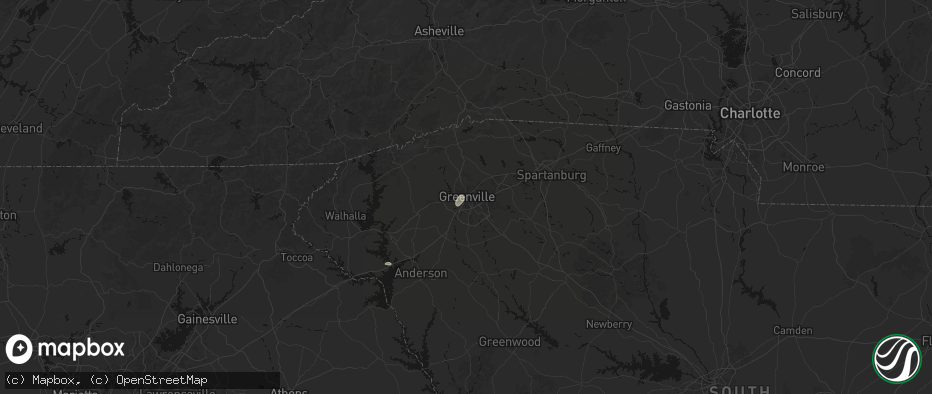 Hail map in Greenville, SC on July 2, 2026