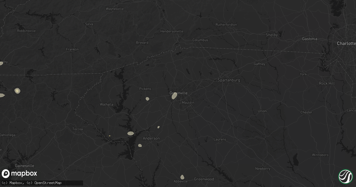 Hail map in Greenville, SC on July 2, 2026