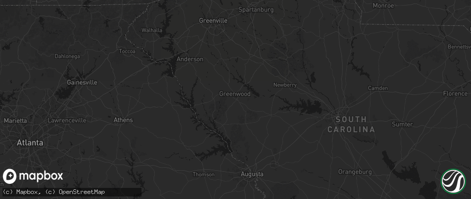 Hail map in Greenwood, SC on July 2, 2026