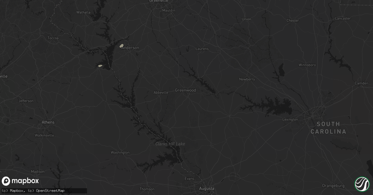 Hail map in Greenwood, SC on July 2, 2026