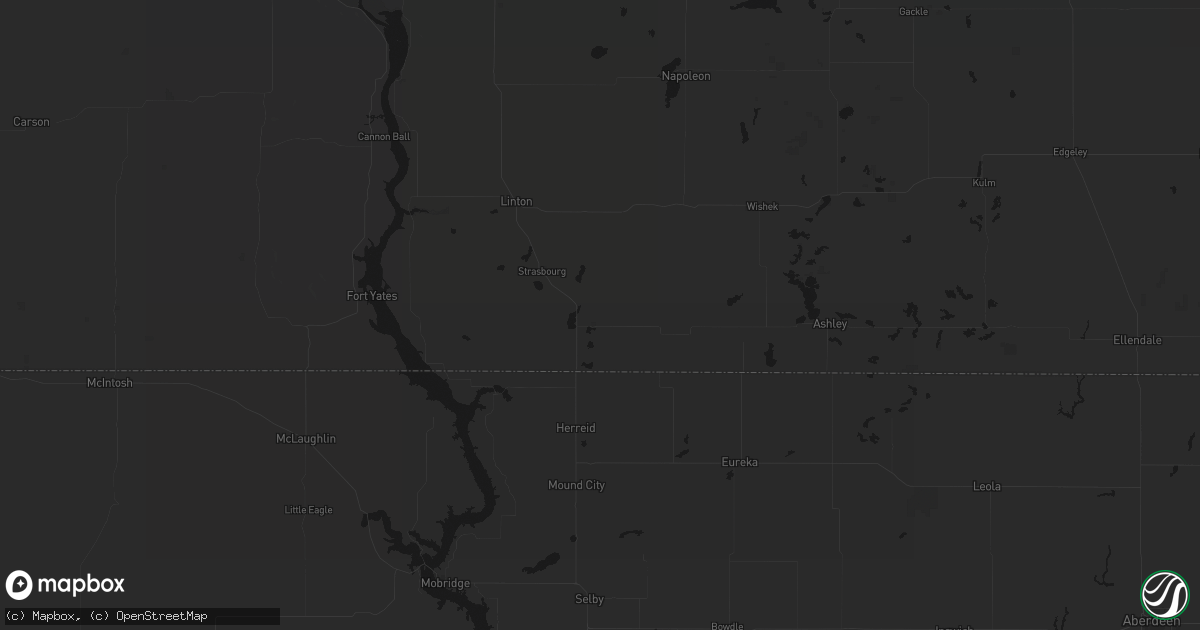 Hail map in Hague, ND on July 2, 2026