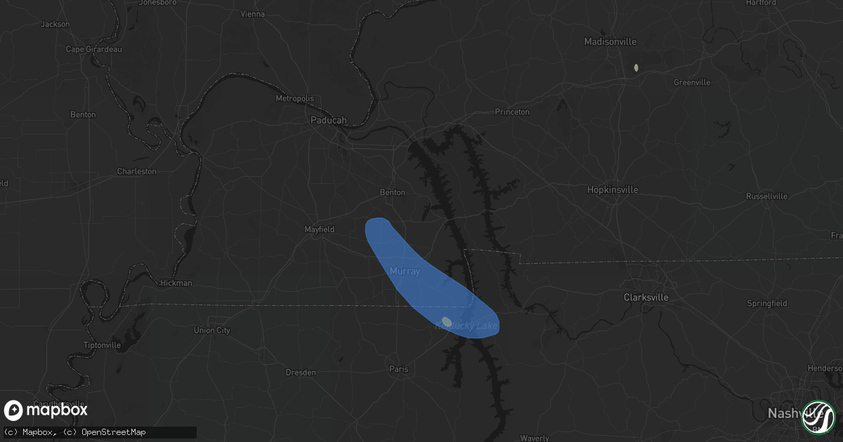 Hail map in Hardin, KY on July 2, 2026
