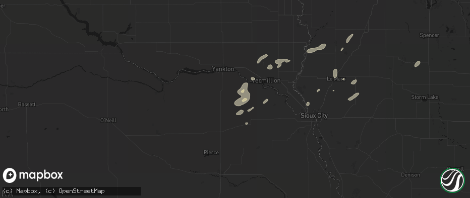 Hail map in Hartington, NE on July 2, 2026