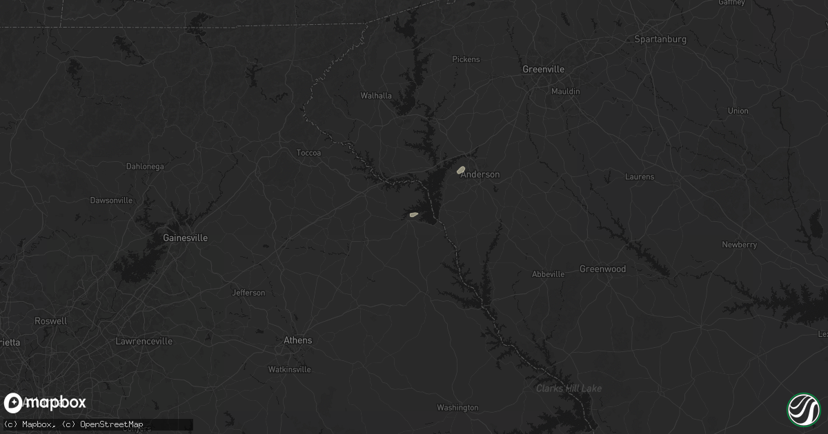 Hail map in Hartwell, GA on July 2, 2026