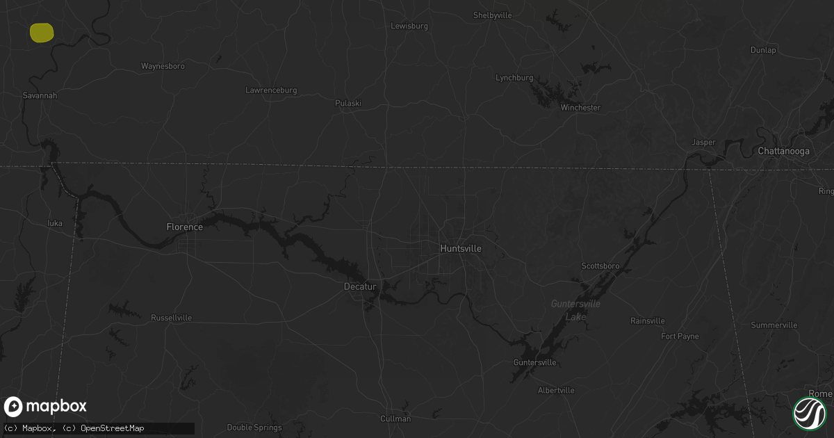 Hail map in Harvest, AL on July 2, 2026