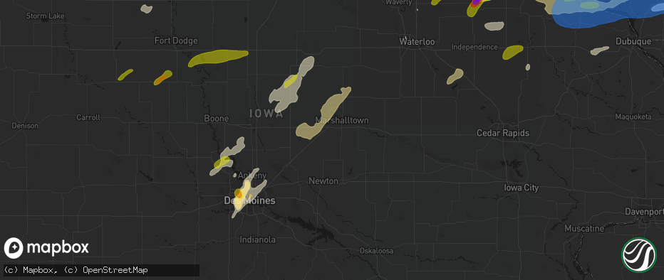 Hail map in Haverhill, IA on July 2, 2026