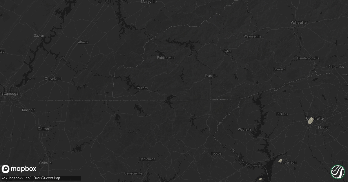 Hail map in Hayesville, NC on July 2, 2026