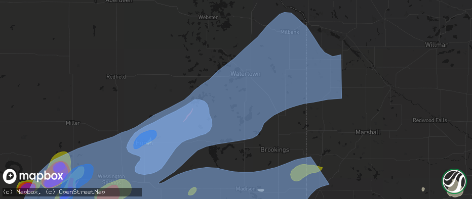 Hail map in Hayti, SD on July 2, 2026