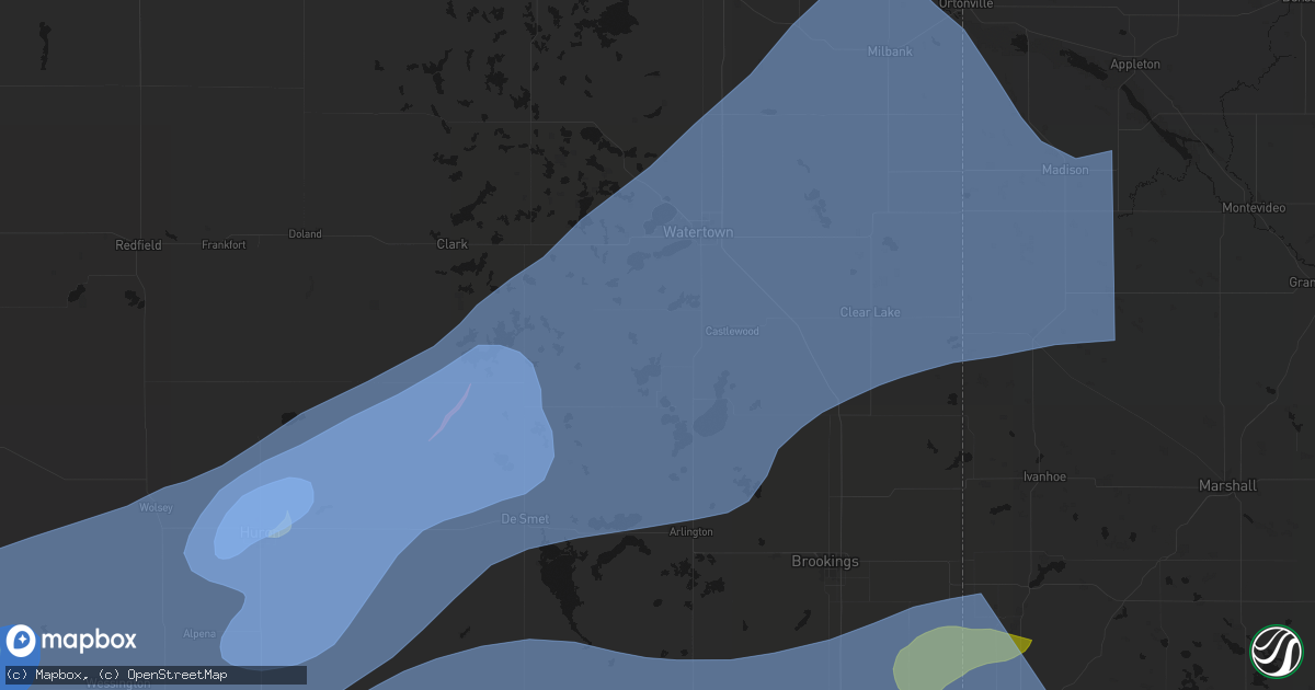 Hail map in Hayti, SD on July 2, 2026