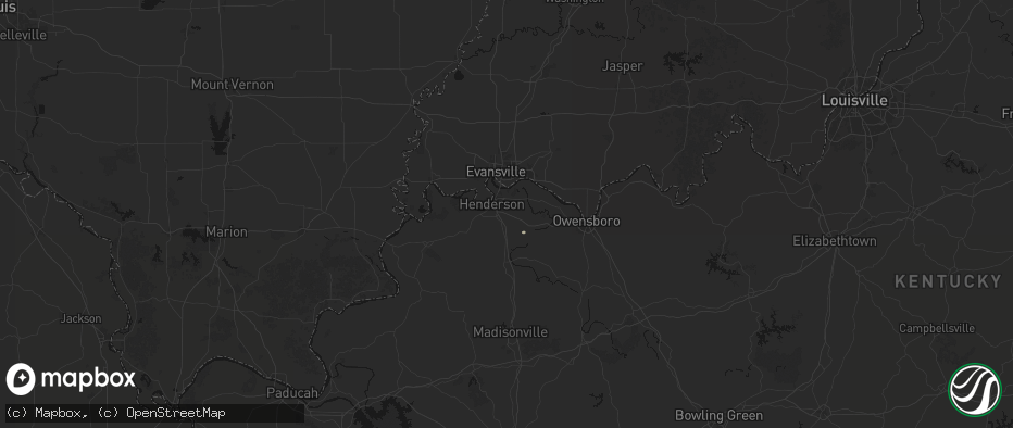 Hail map in Henderson, KY on July 2, 2026