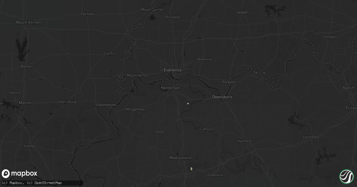 Hail map in Henderson, KY on July 2, 2026