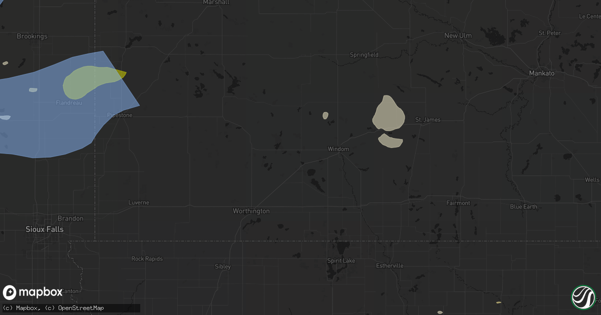 Hail map in Heron Lake, MN on July 2, 2026