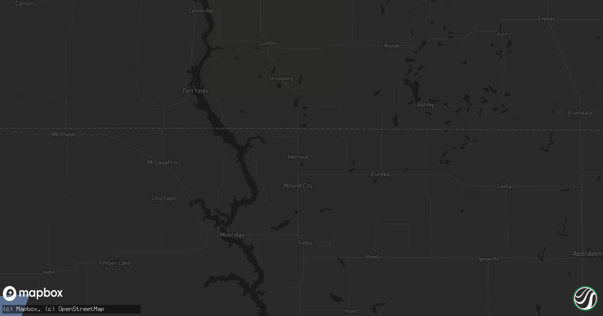 Hail map in Herreid, SD on July 2, 2026