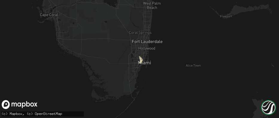 Hail map in Hialeah, FL on July 2, 2026