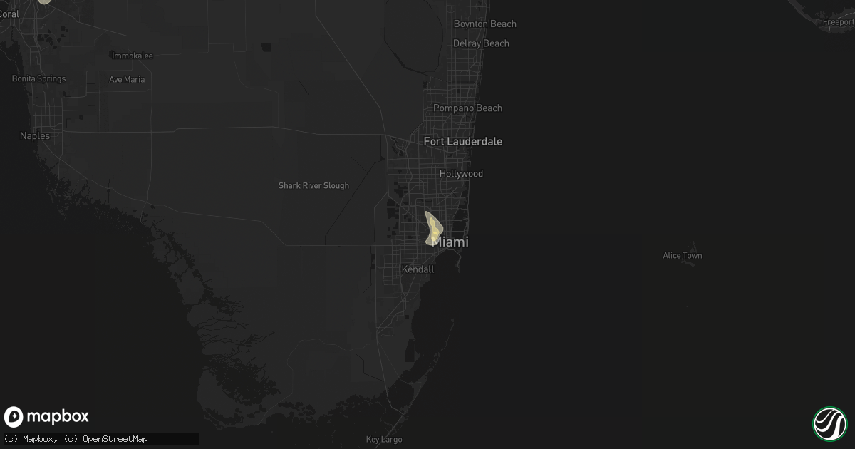 Hail map in Hialeah, FL on July 2, 2026