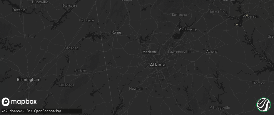 Hail map in Hiram, GA on July 2, 2026