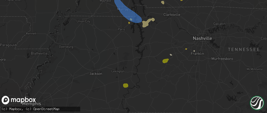 Hail map in Holladay, TN on July 2, 2026
