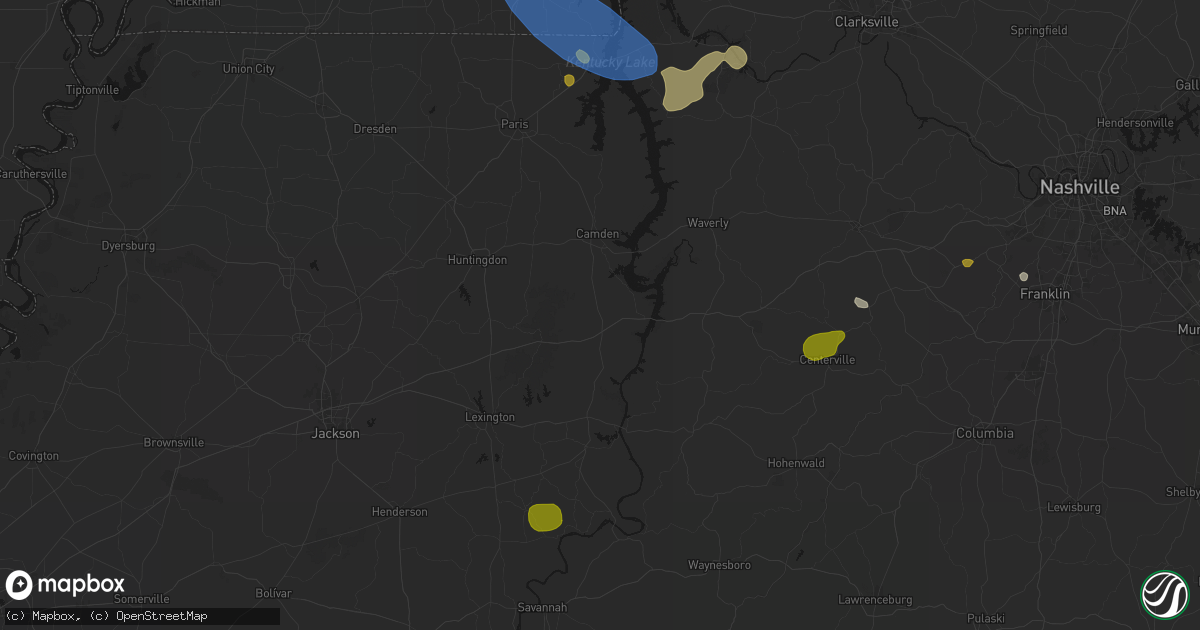Hail map in Holladay, TN on July 2, 2026