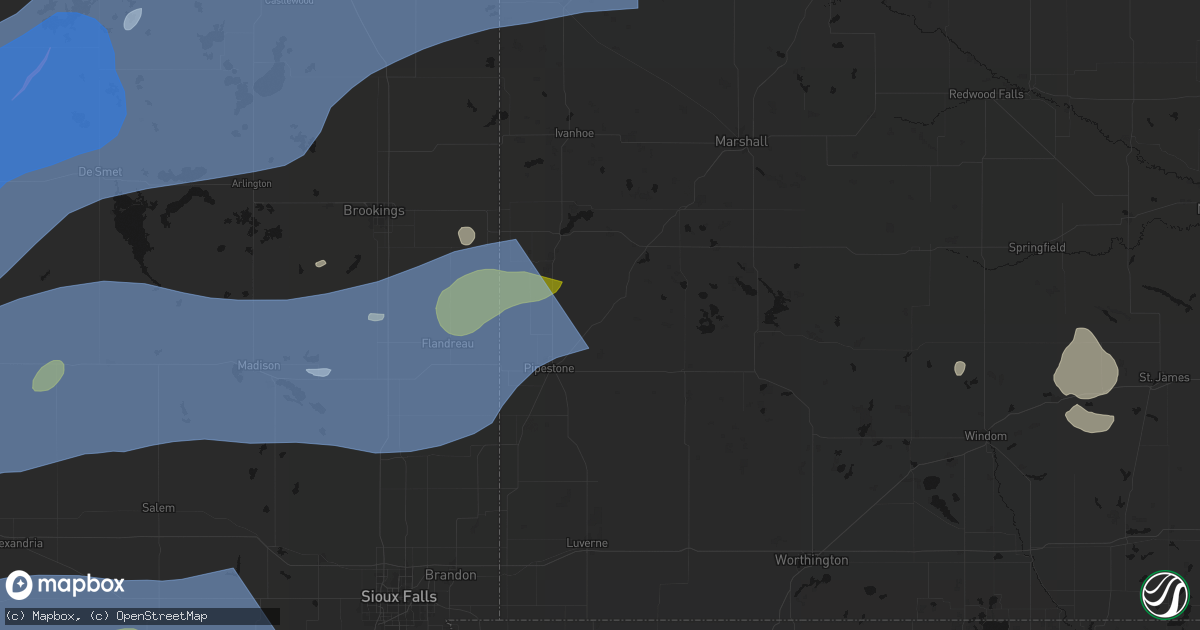 Hail map in Holland, MN on July 2, 2026