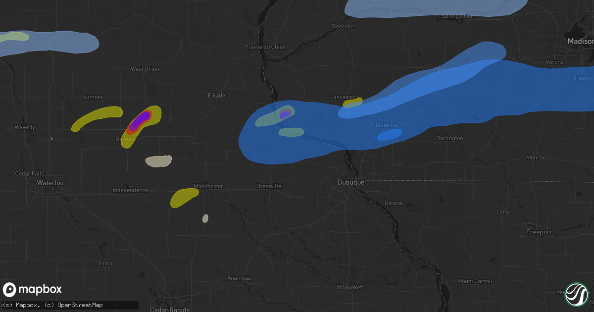 Hail map in Holy Cross, IA on July 2, 2026