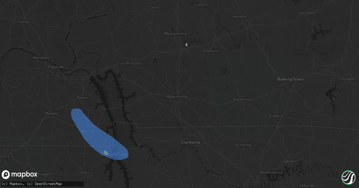 Hail map in Hopkinsville, KY on July 2, 2026