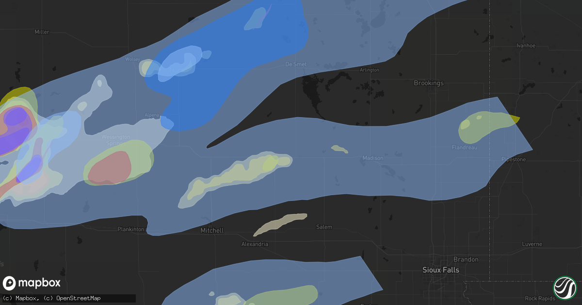 Hail map in Howard, SD on July 2, 2026