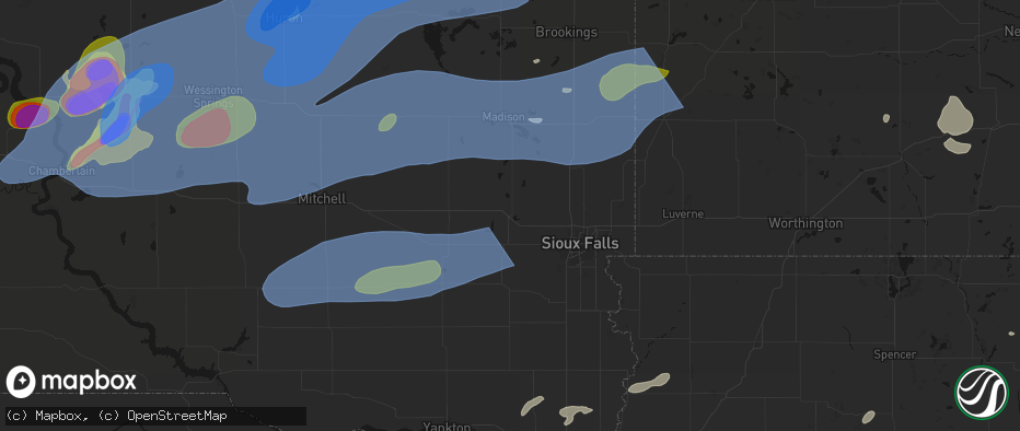 Hail map in Humboldt, SD on July 2, 2026