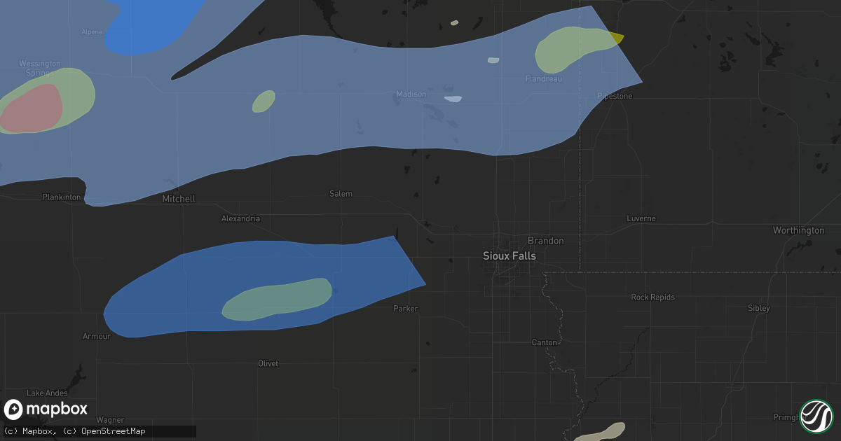 Hail map in Humboldt, SD on July 2, 2026