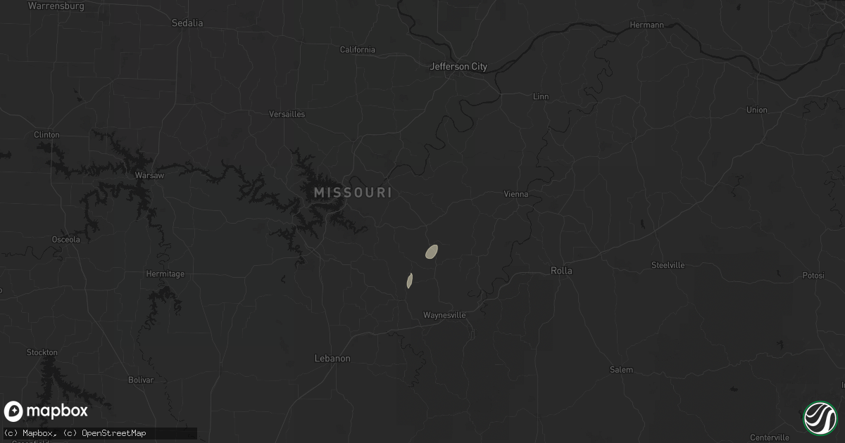 Hail map in Iberia, MO on July 2, 2026