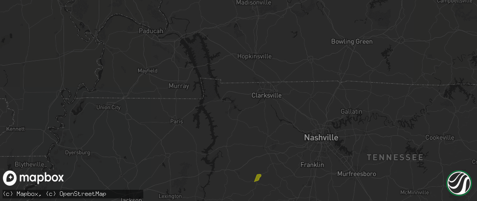 Hail map in Indian Mound, TN on July 2, 2026