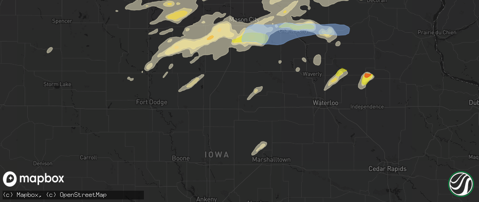 Hail map in Iowa Falls, IA on July 2, 2026