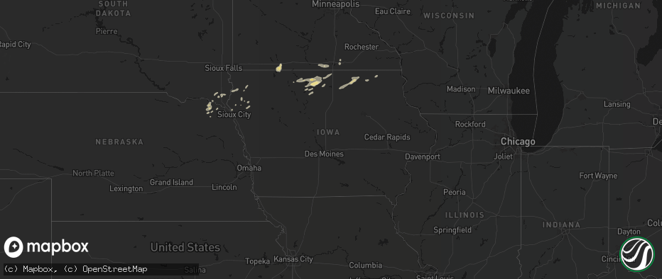Hail map in Iowa on July 2, 2026