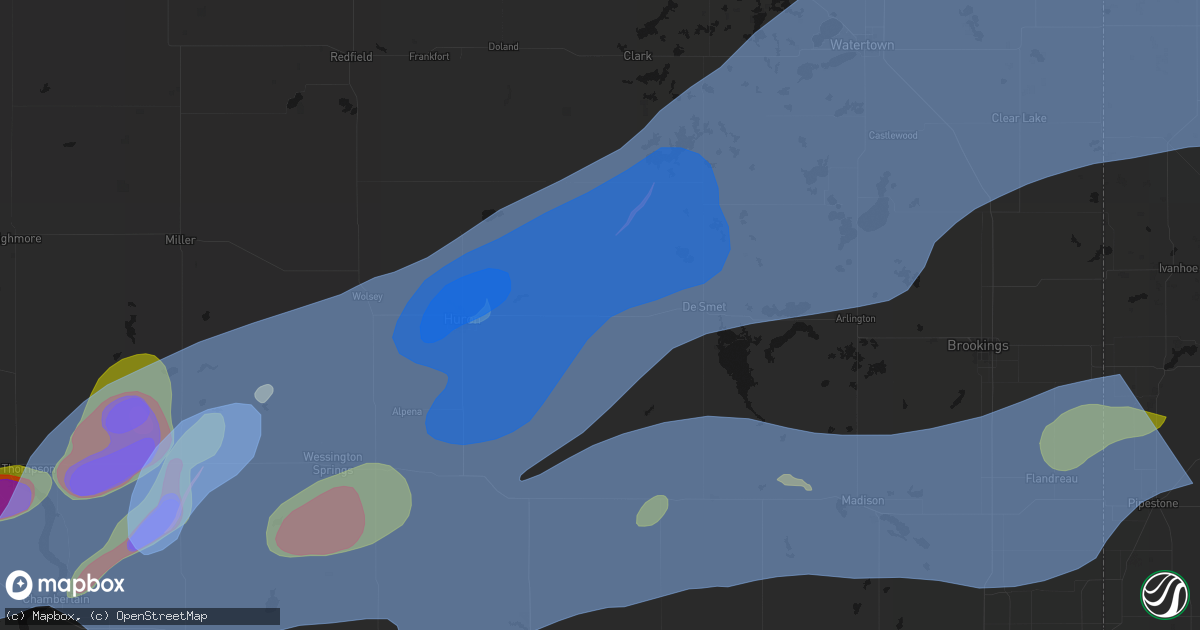 Hail map in Iroquois, SD on July 2, 2026