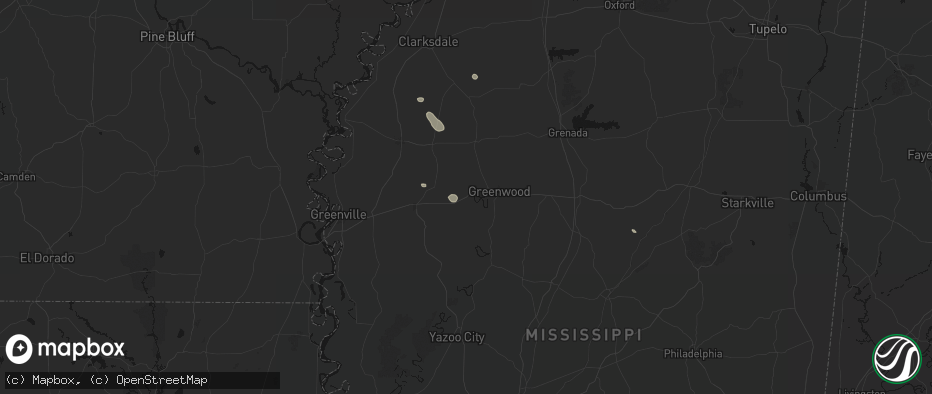 Hail map in Itta Bena, MS on July 2, 2026