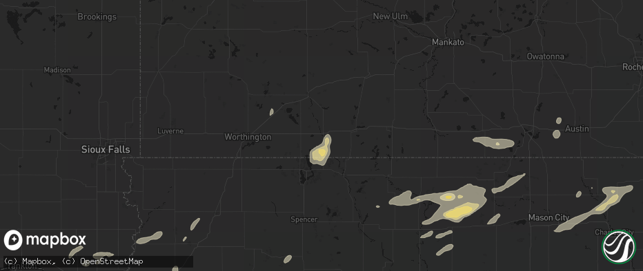Hail map in Jackson, MN on July 2, 2026